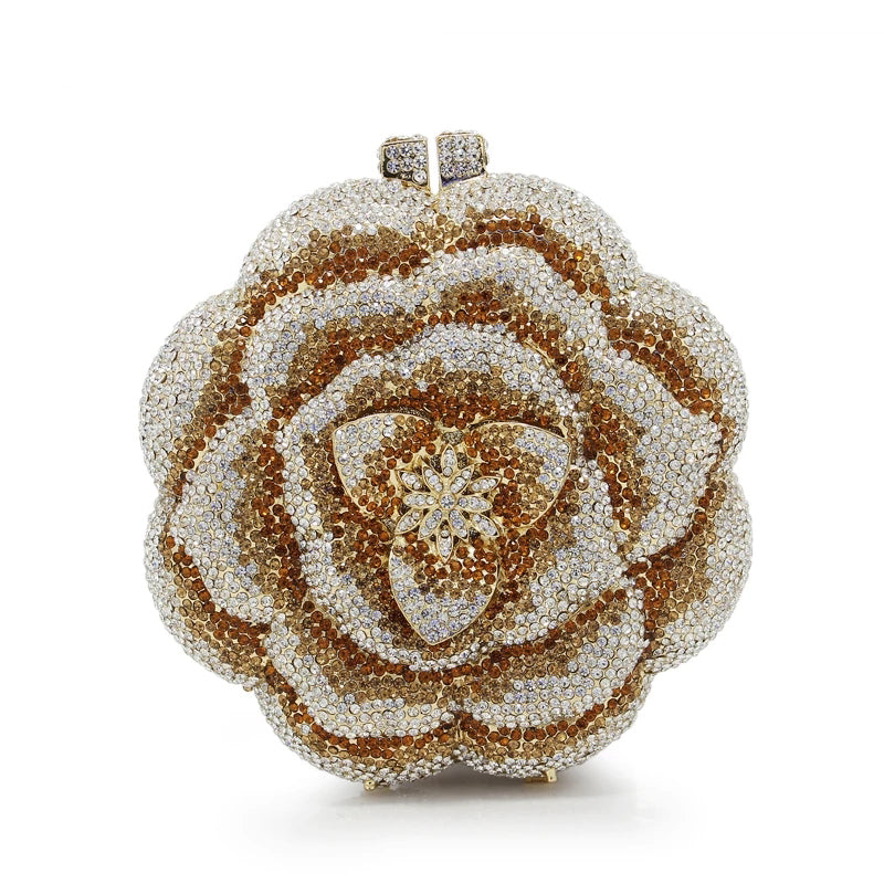Flower Luxury Rhinestone Clutch Purse for Wedding