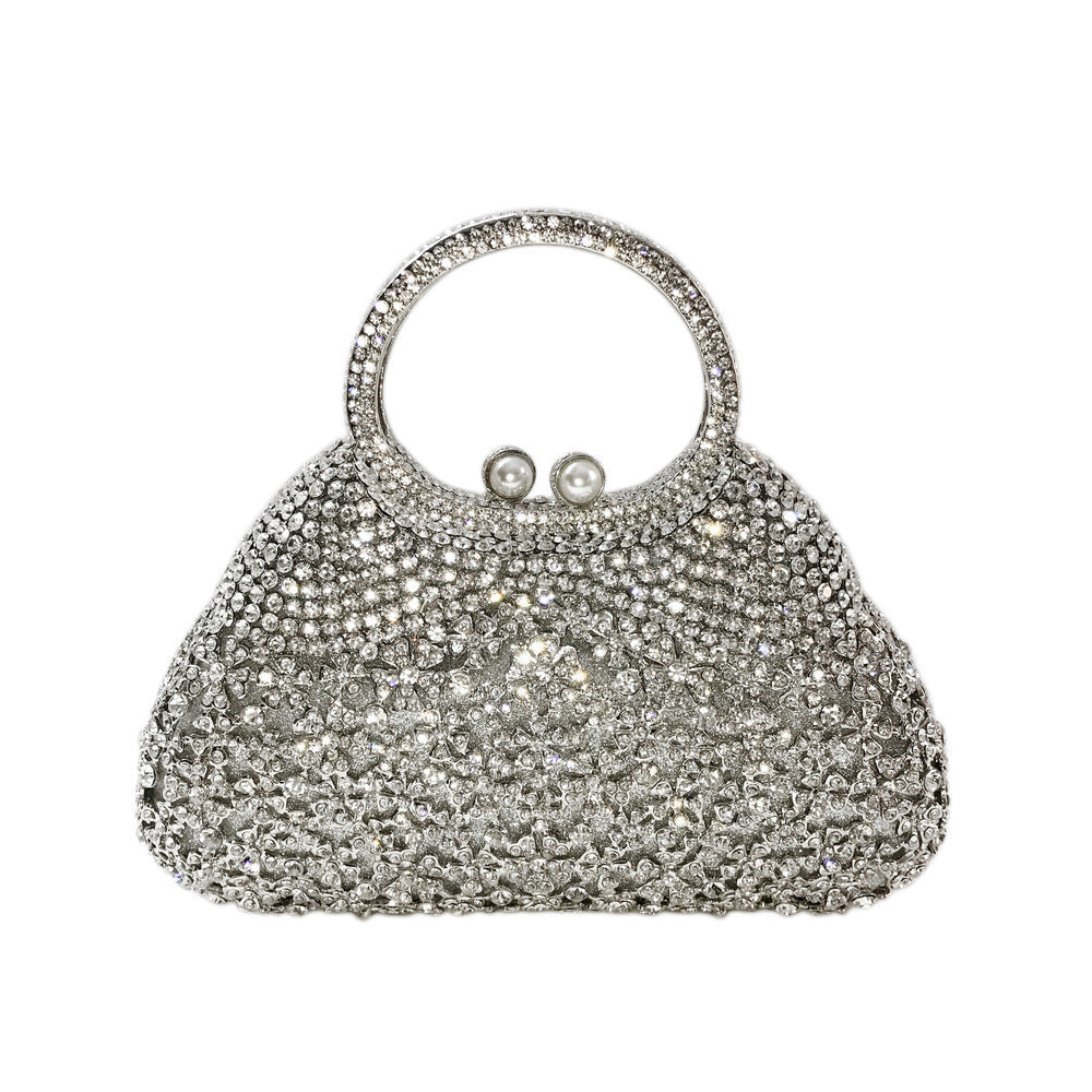 Full Rhinestones Clutch Metal Flower Evening Bag