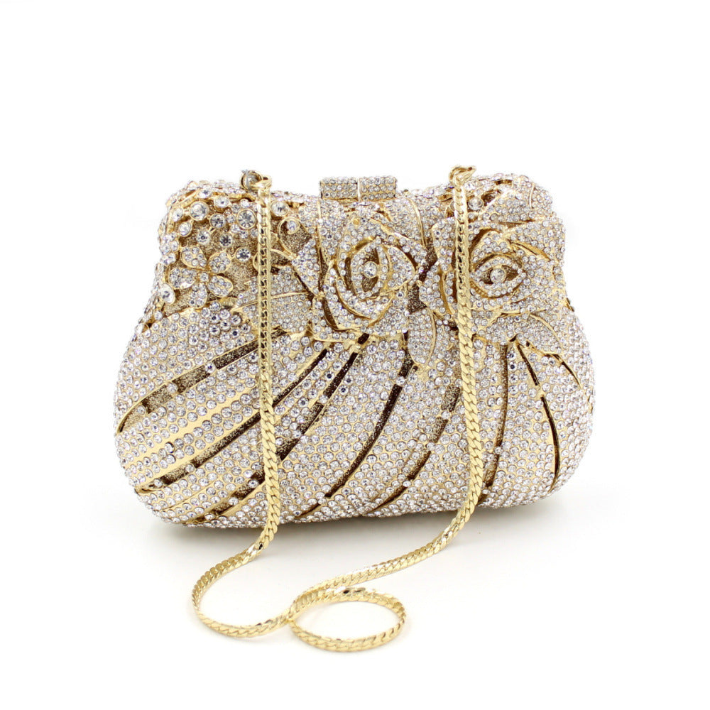 Golden Floral Luxury Evening Clutch Bag