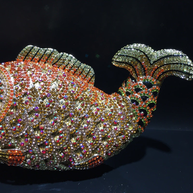 Goldfish Rhinestone Clutch Unique Cute Purse