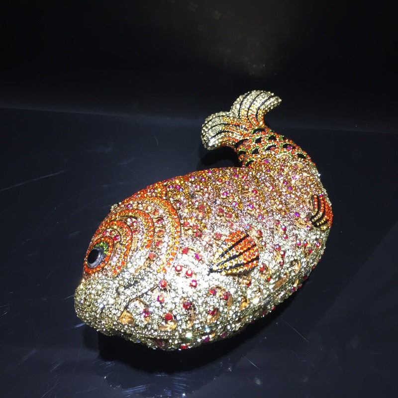 Goldfish Rhinestone Clutch Unique Cute Purse
