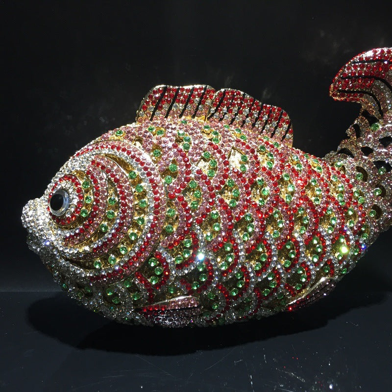 Goldfish Rhinestone Clutch Unique Cute Purse