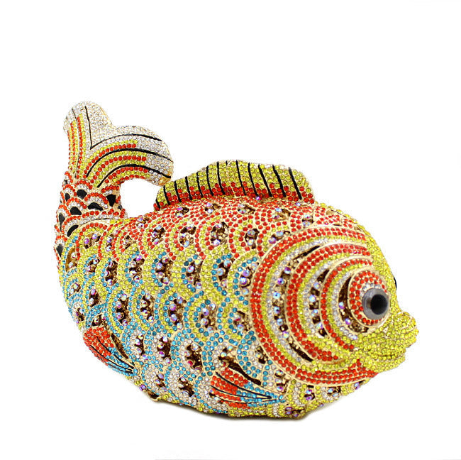 Goldfish Rhinestone Clutch Unique Cute Purse