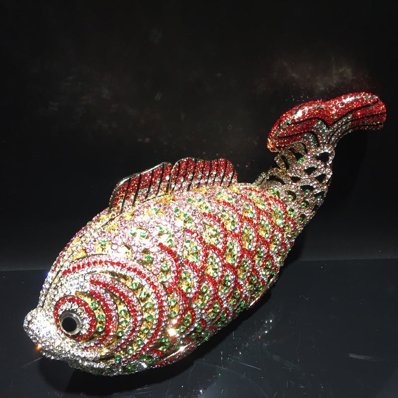 Goldfish Rhinestone Clutch Unique Cute Purse