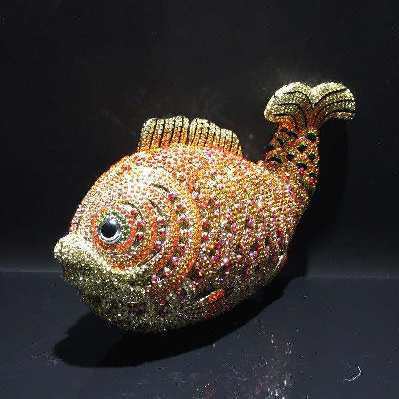 Goldfish Rhinestone Clutch Unique Cute Purse