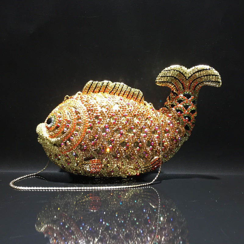 Goldfish Rhinestone Clutch Unique Cute Purse