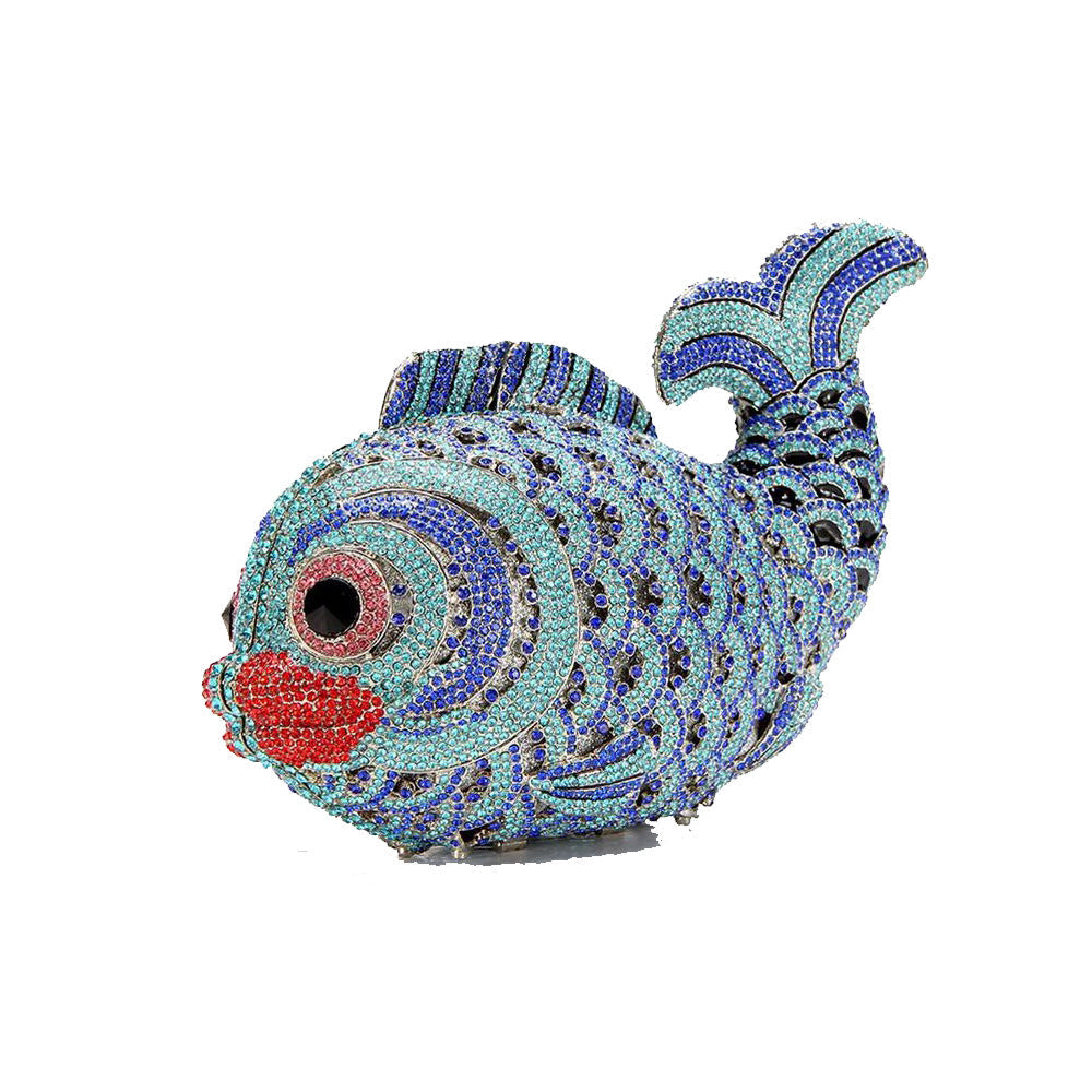 Goldfish Rhinestone Clutch Unique Cute Purse