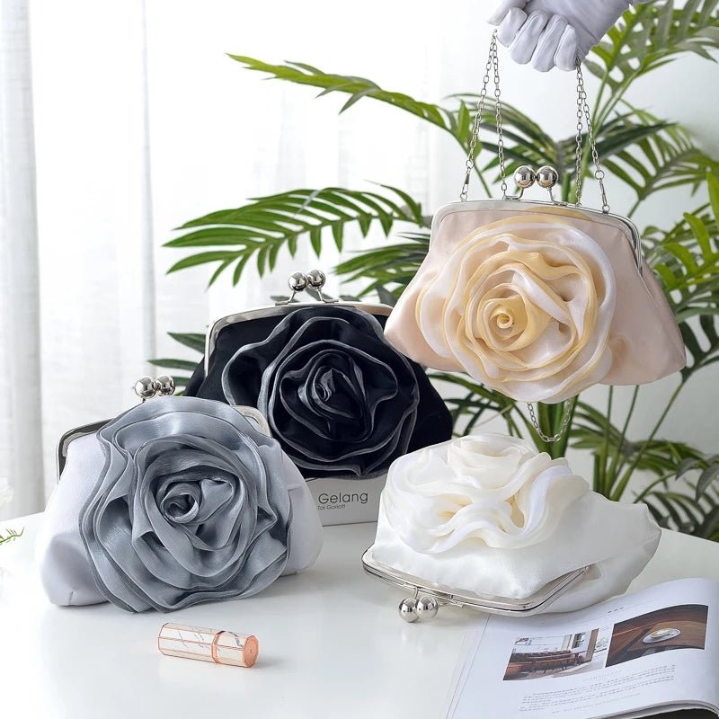 Ladies Flower Clutch Bag Women Elegant Evening Party Small Bridal Purse