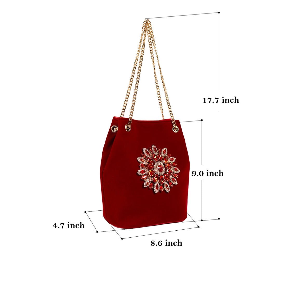 Large Velvet Diamond Floral Evening Bag