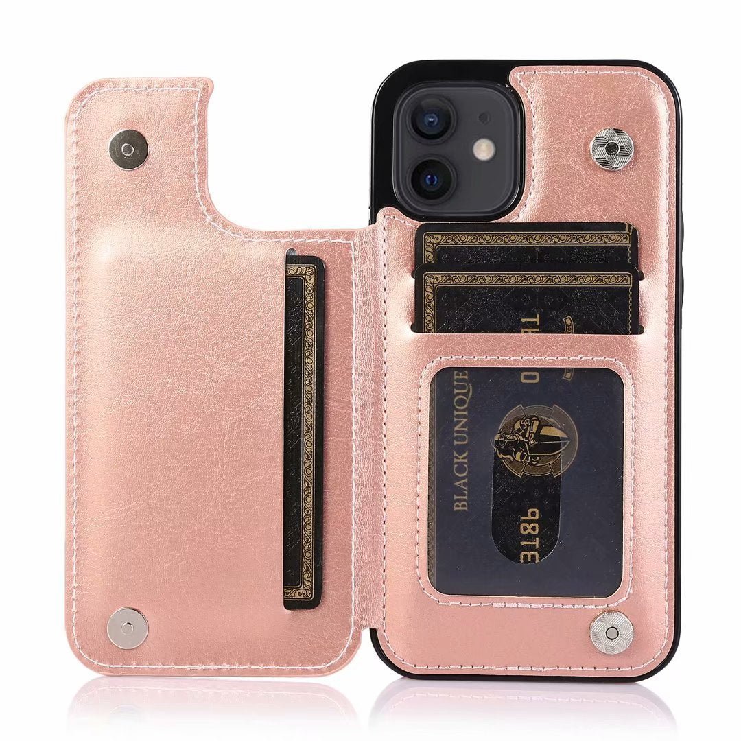 Leather Cover Card Slots Wallet Case For iPhone