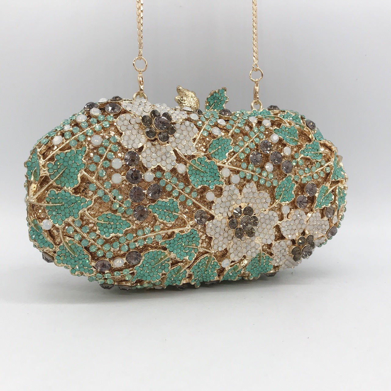 Luxury Green Clutch Floral Purse With