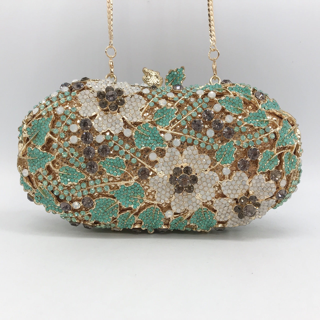 Luxury Green Clutch Floral Purse With
