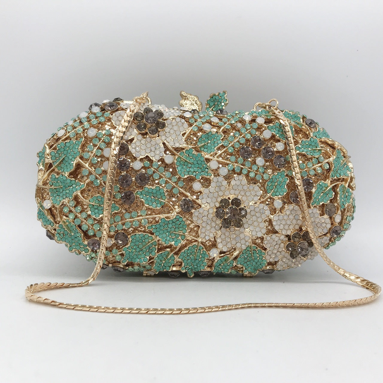 Luxury Green Clutch Floral Purse With