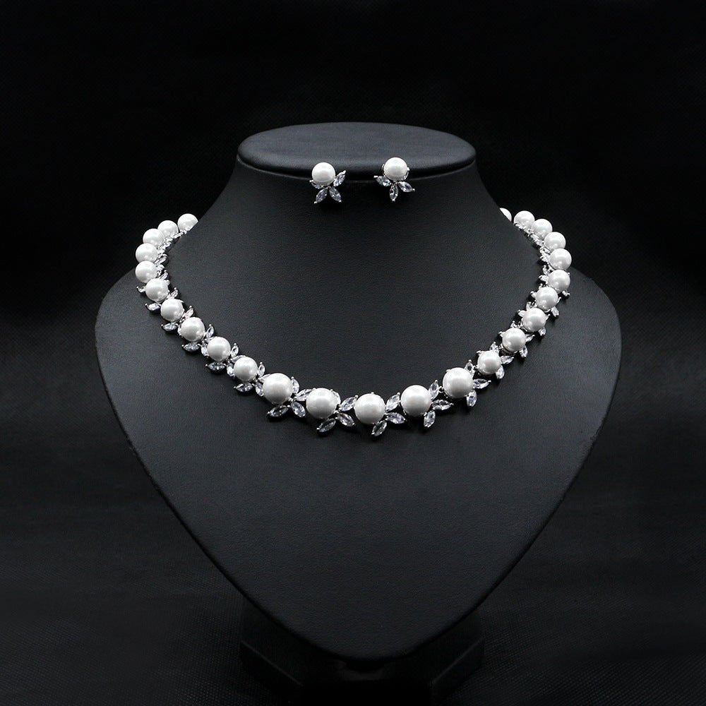 Mothers Birthstone Necklace Pearl Wedding Jewelry Sets
