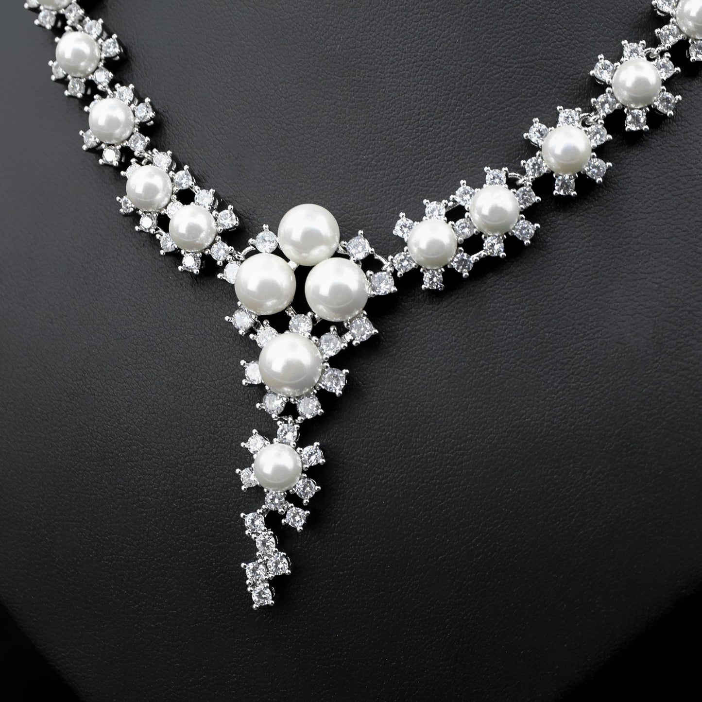 Pearl Cubic Zirconia Wedding Jewelry Sets Necklaces For Girls