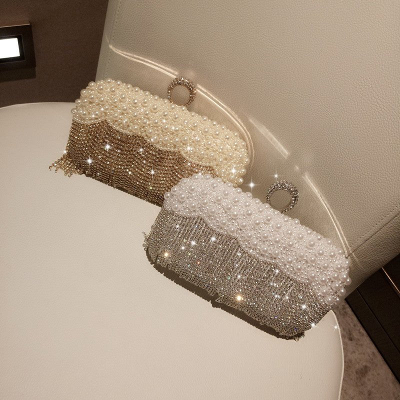 Rhinestone Beaded Tassel Evening Clutch