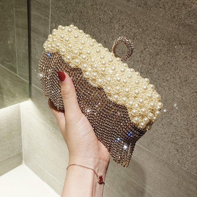 Rhinestone Beaded Tassel Evening Clutch