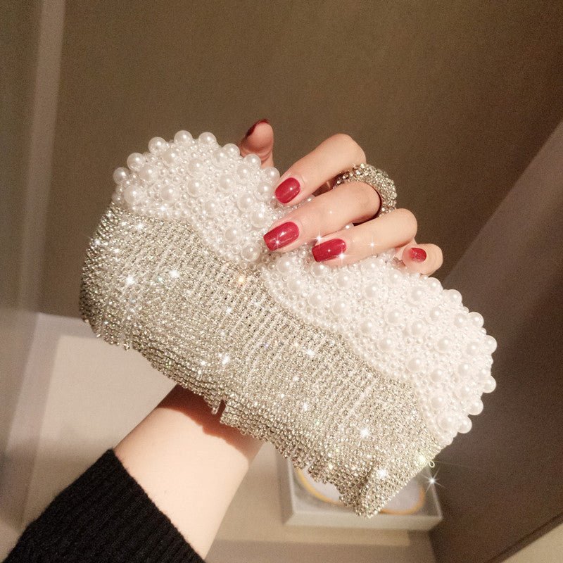 Rhinestone Beaded Tassel Evening Clutch