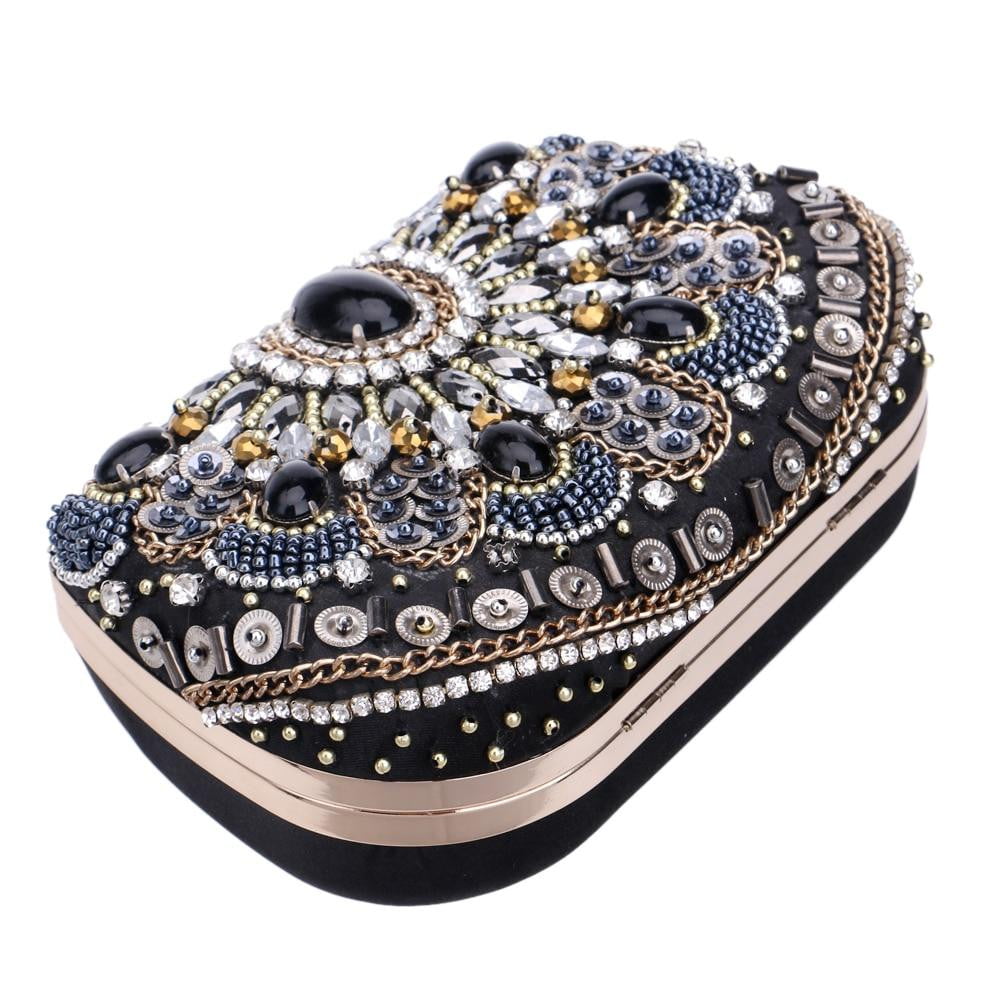 Rhinestone Evening Bags Black Diamond Beaded Clutches