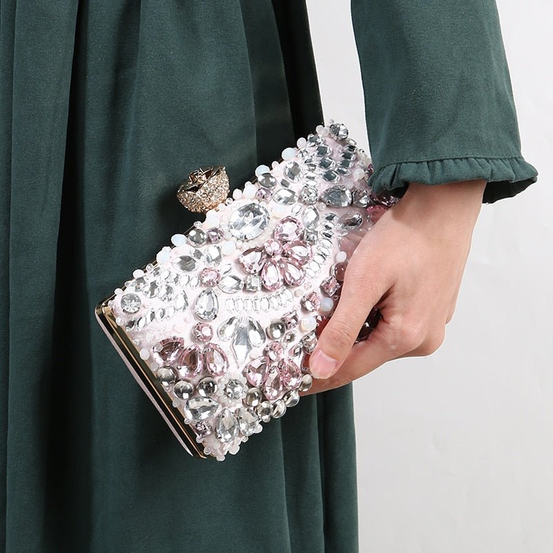 Rhinestone Evening Bags Diamond Clutches Wedding Handbags Pink