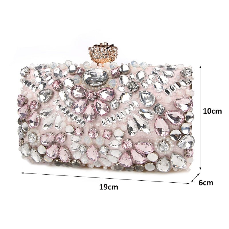 Rhinestone Evening Bags Diamond Clutches Wedding Handbags Pink