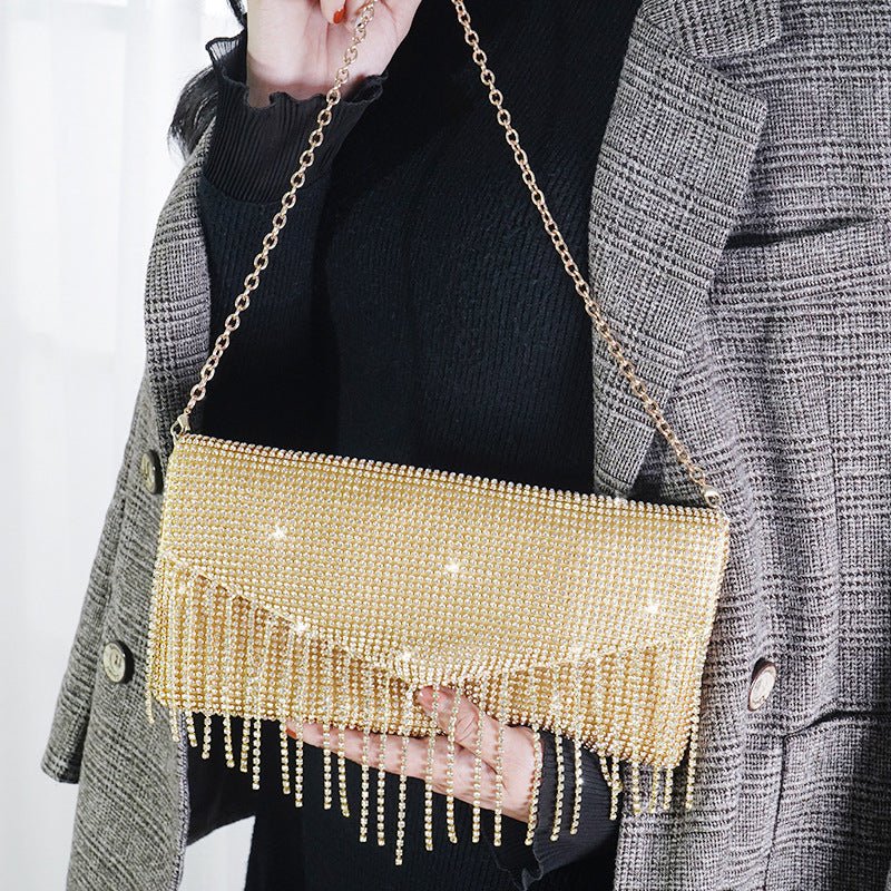 Rhinestone Tassel Crossbody Evening Handbag