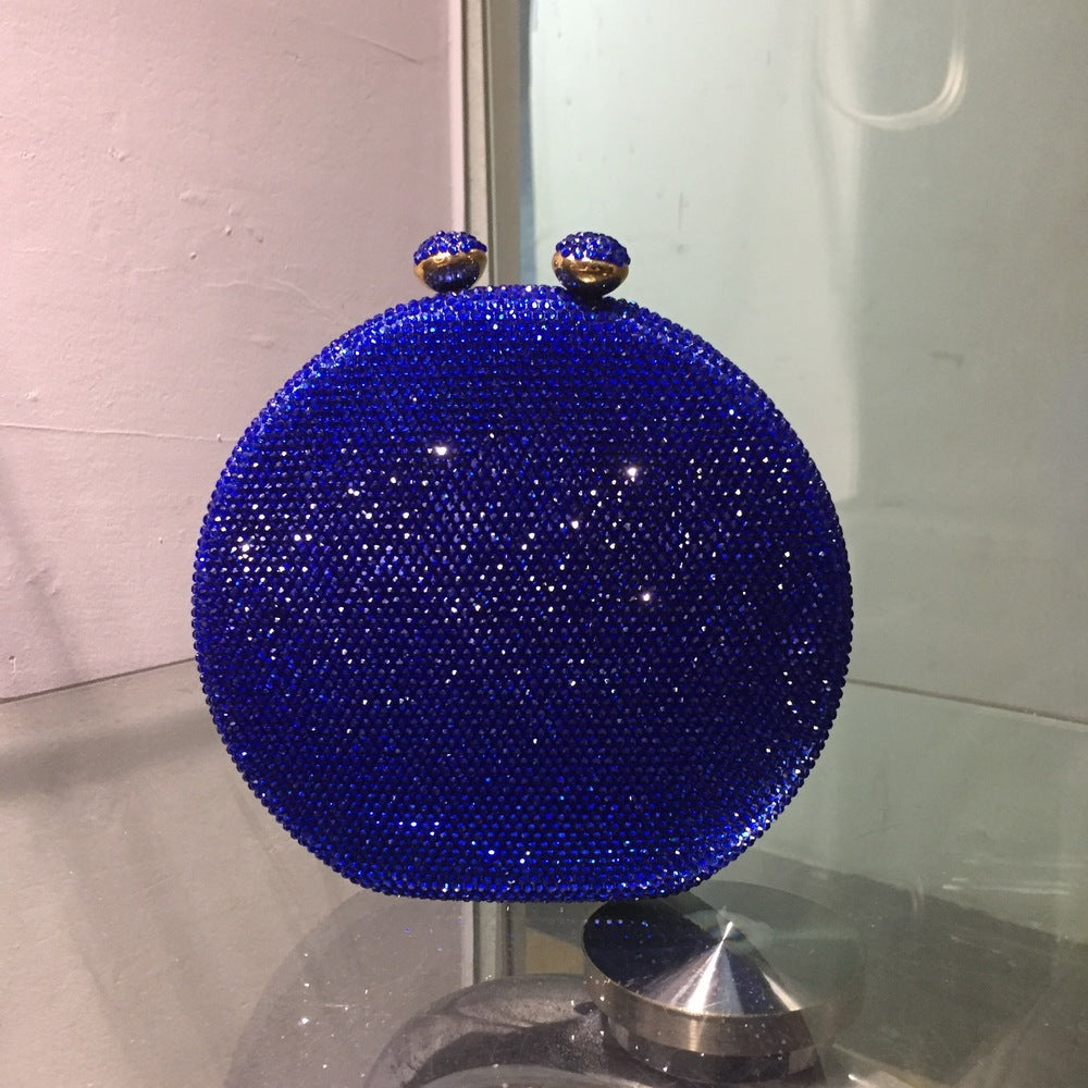 Round Full Rhinestone Clutch Sparkling Banquet Purse