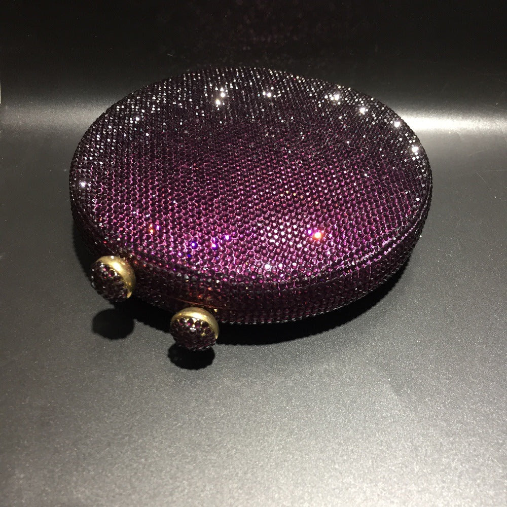 Round Full Rhinestone Clutch Sparkling Banquet Purse