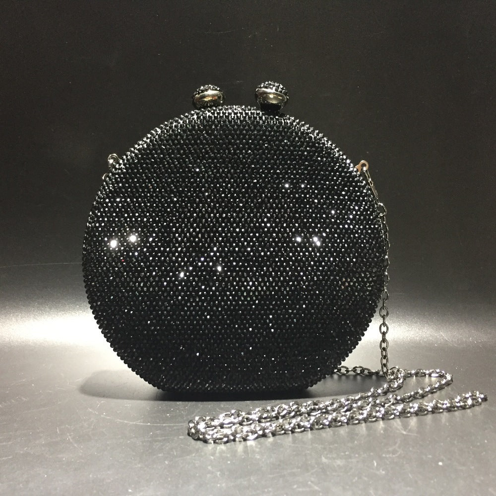 Round Full Rhinestone Clutch Sparkling Banquet Purse