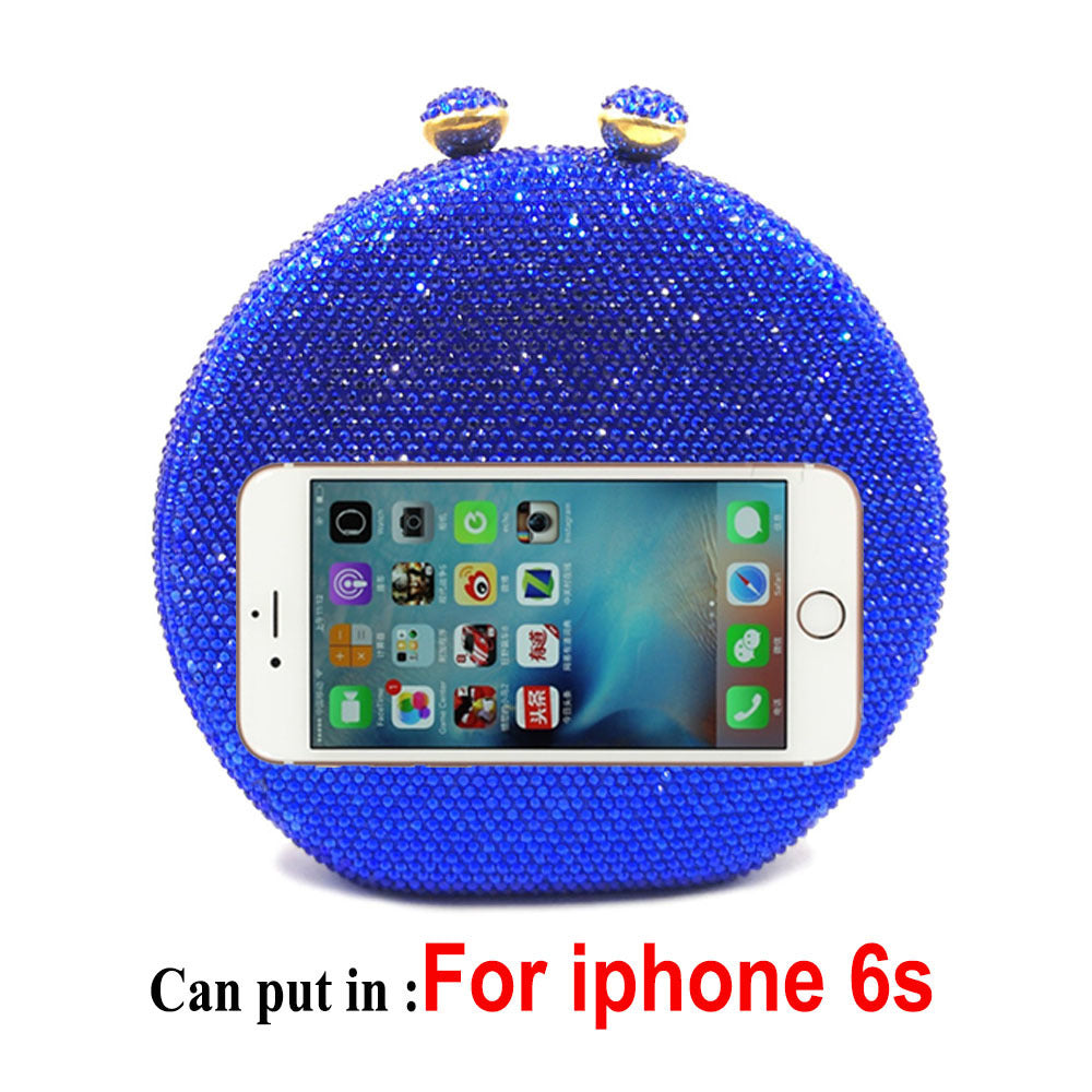 Round Full Rhinestone Clutch Sparkling Banquet Purse