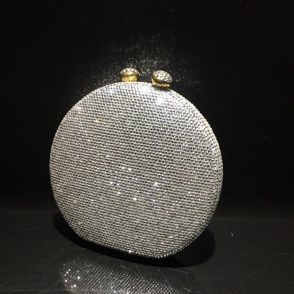 Round Full Rhinestone Clutch Sparkling Banquet Purse