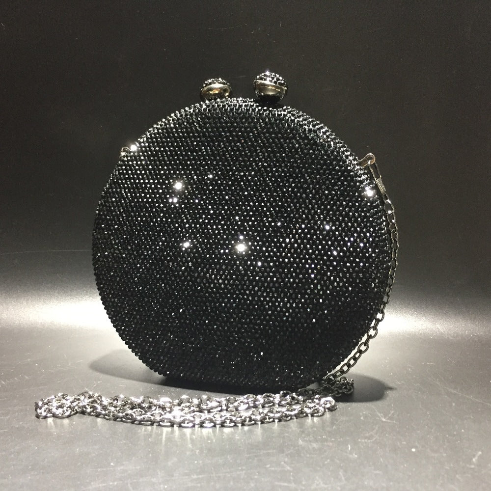 Round Full Rhinestone Clutch Sparkling Banquet Purse