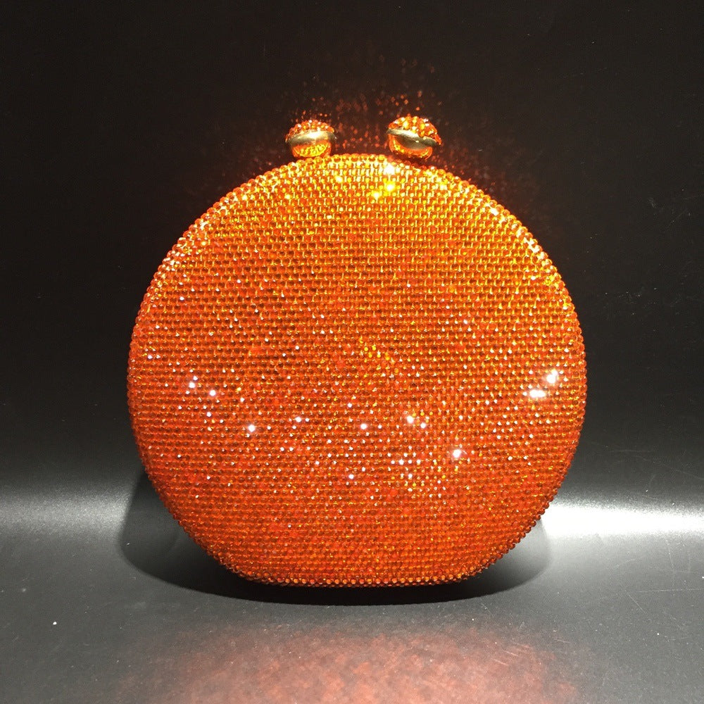 Round Full Rhinestone Clutch Sparkling Banquet Purse