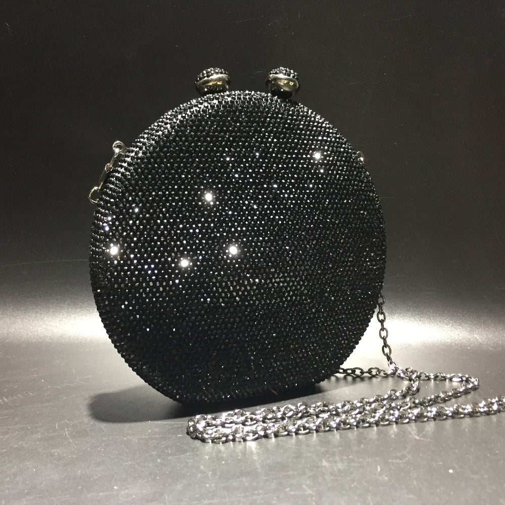 Round Full Rhinestone Clutch Sparkling Banquet Purse