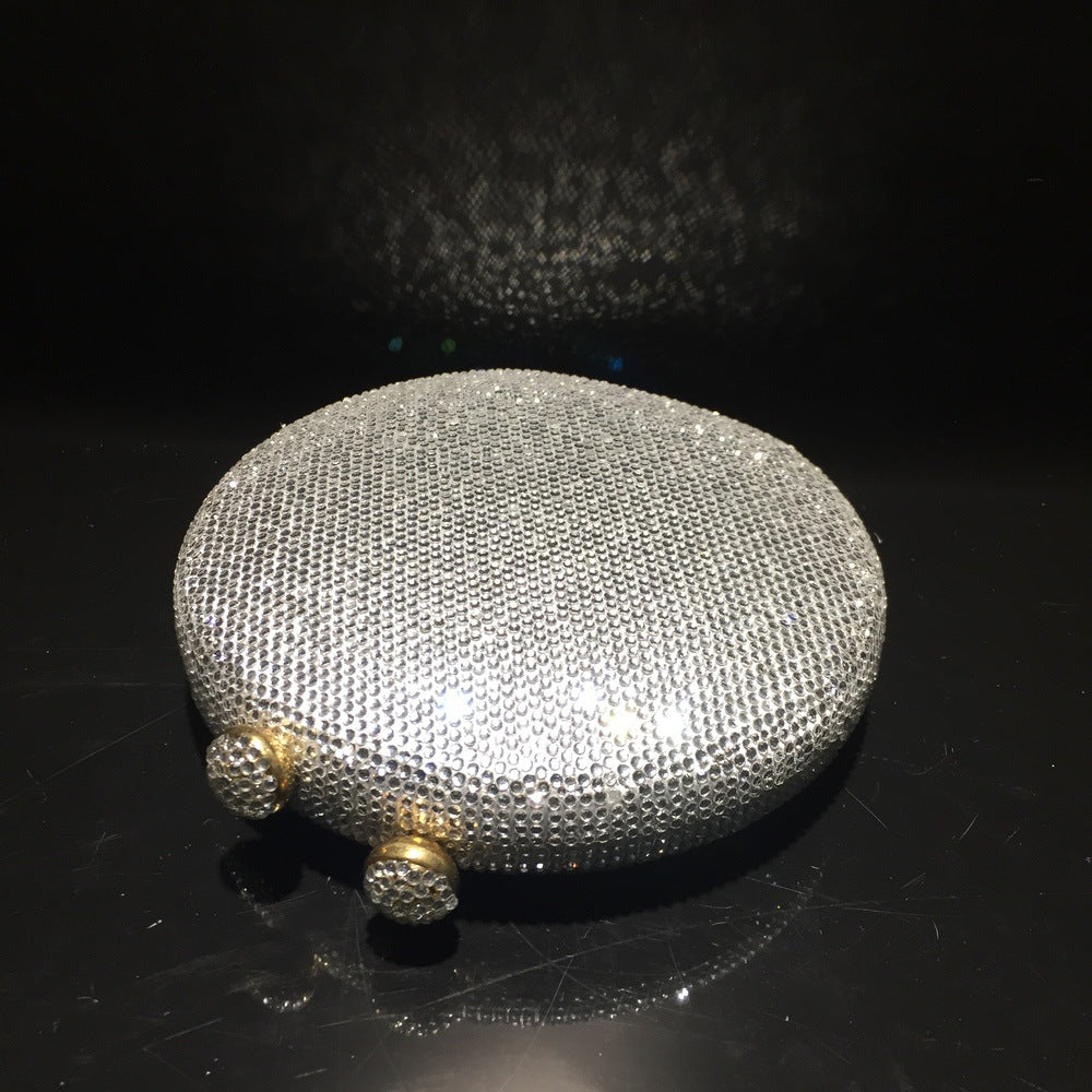 Round Full Rhinestone Clutch Sparkling Banquet Purse