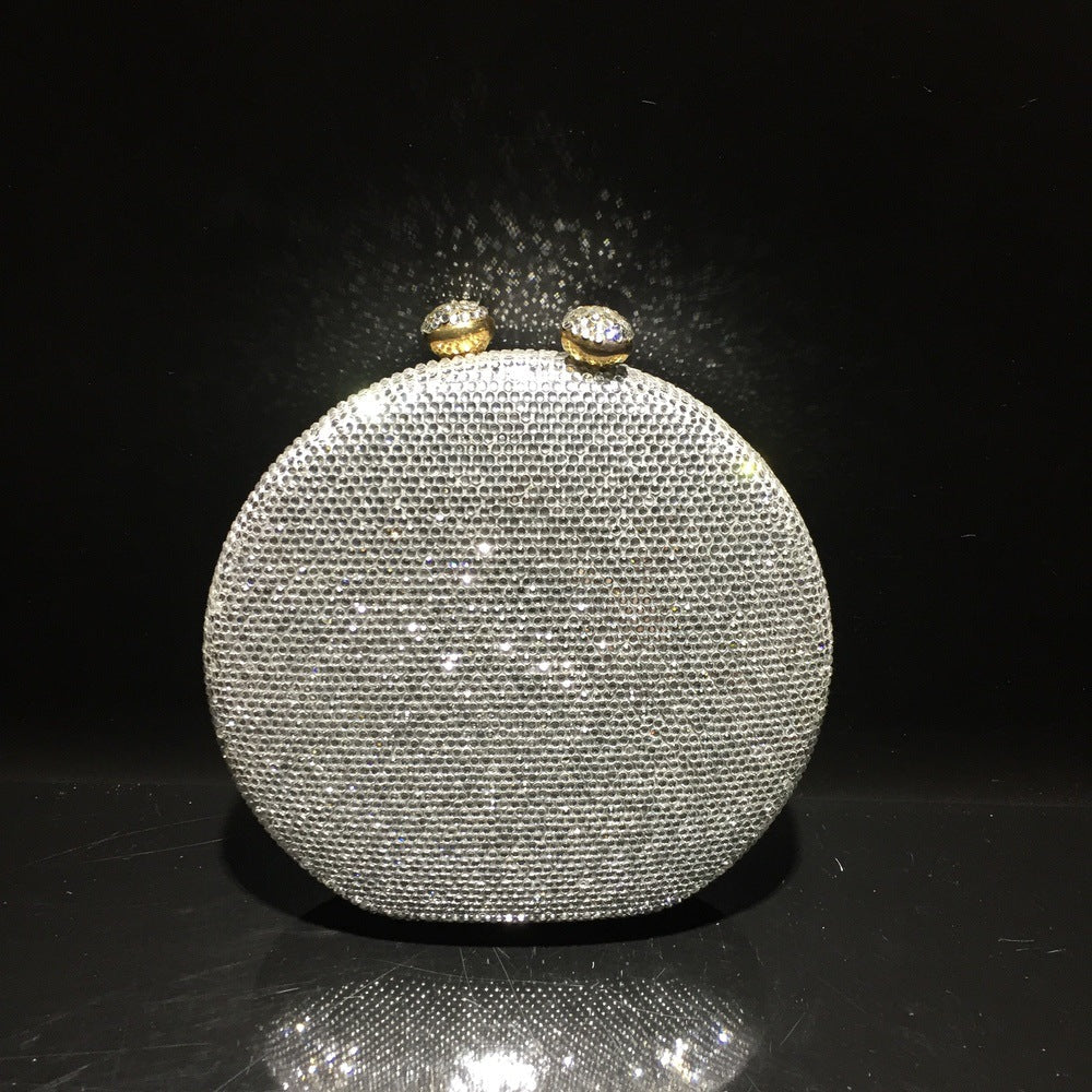 Round Full Rhinestone Clutch Sparkling Banquet Purse