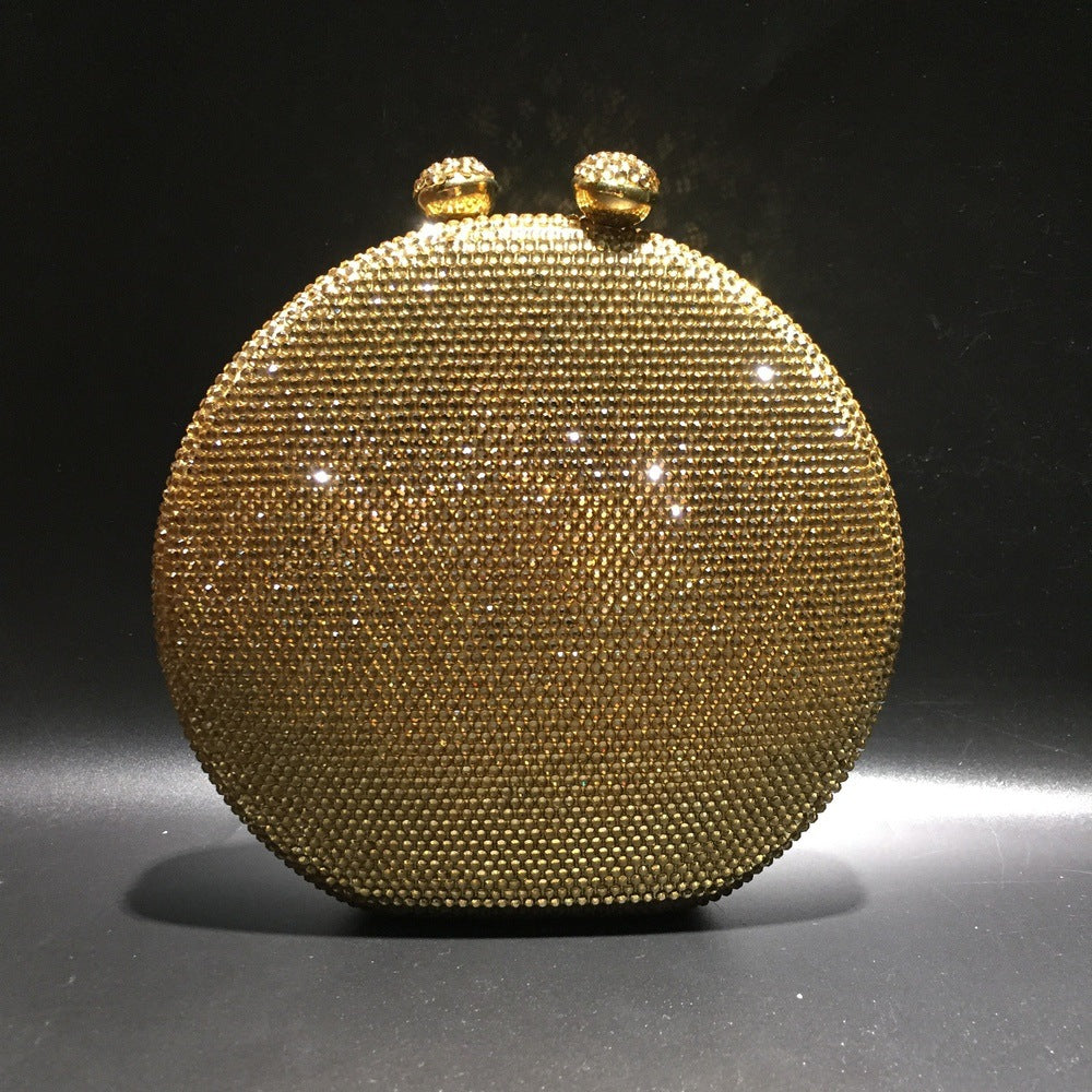 Round Full Rhinestone Clutch Sparkling Banquet Purse