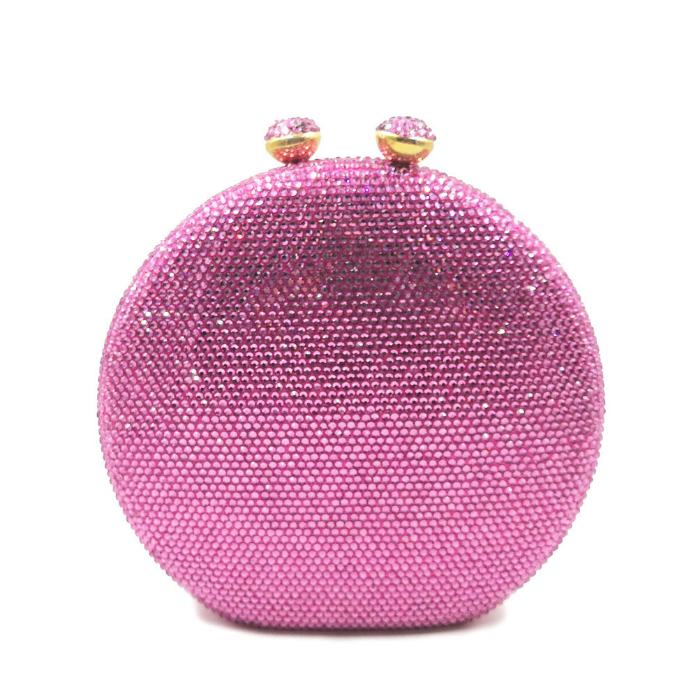 Round Full Rhinestone Clutch Sparkling Banquet Purse
