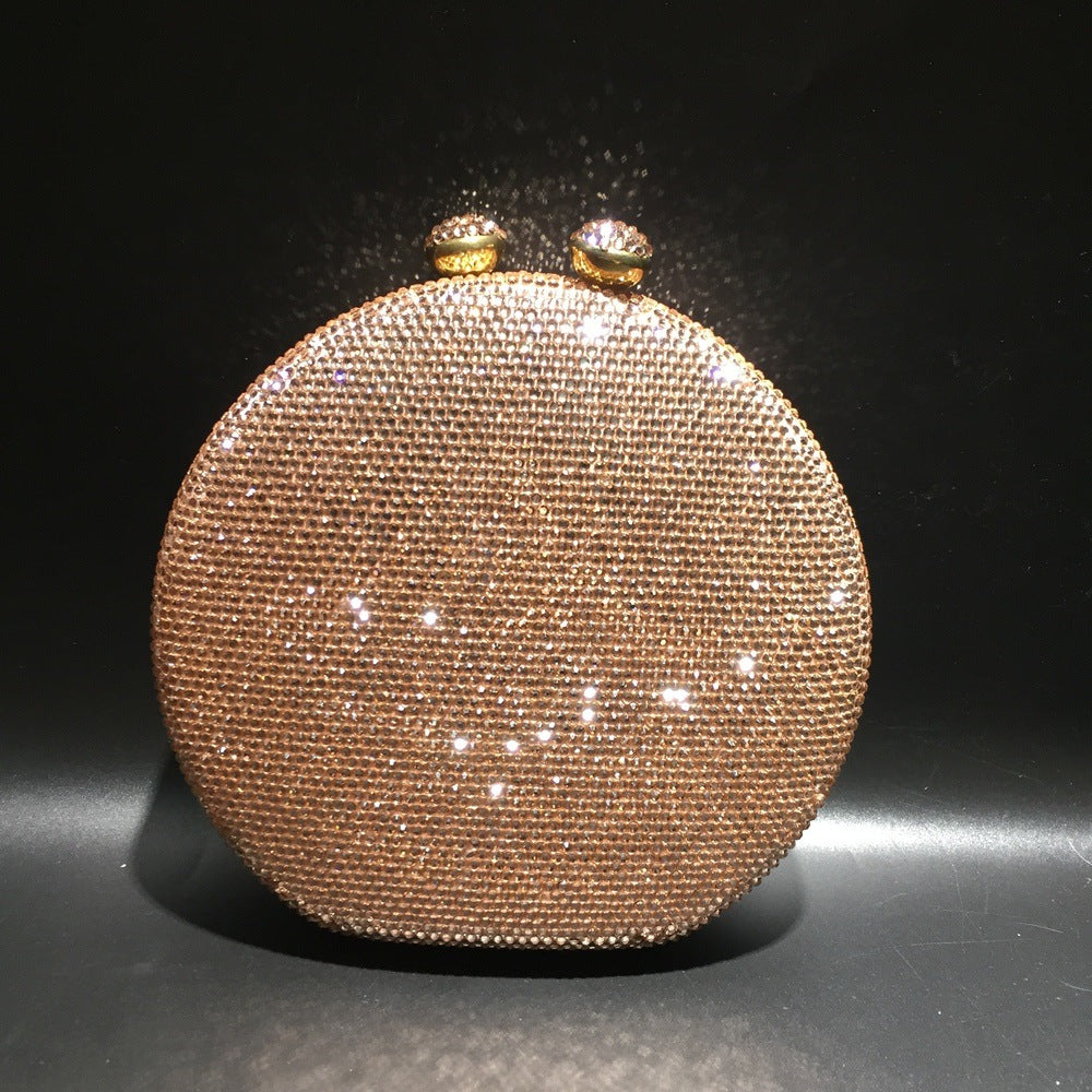 Round Full Rhinestone Clutch Sparkling Banquet Purse