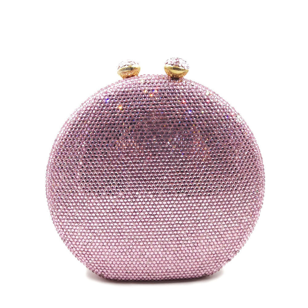 Round Full Rhinestone Clutch Sparkling Banquet Purse