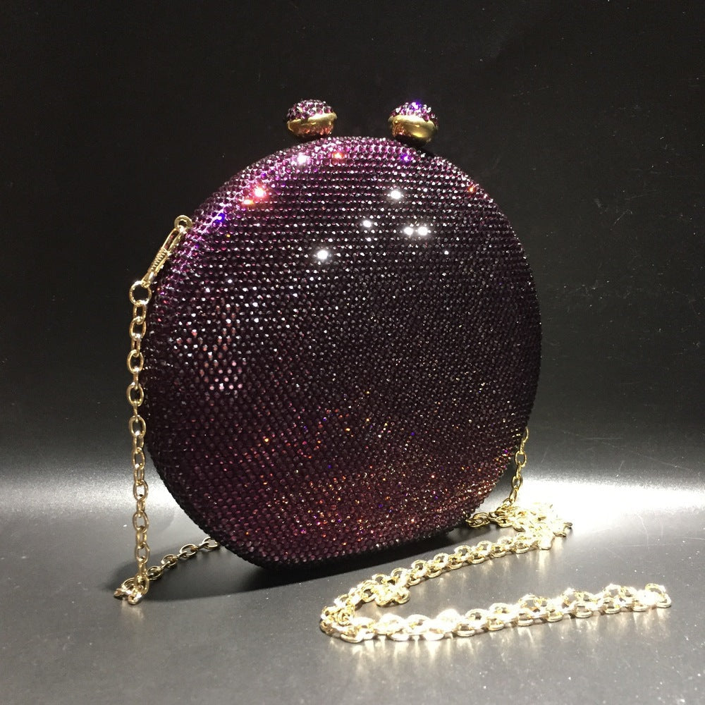 Round Full Rhinestone Clutch Sparkling Banquet Purse