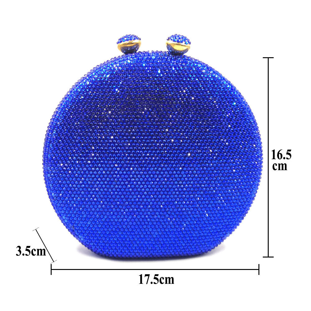 Round Full Rhinestone Clutch Sparkling Banquet Purse