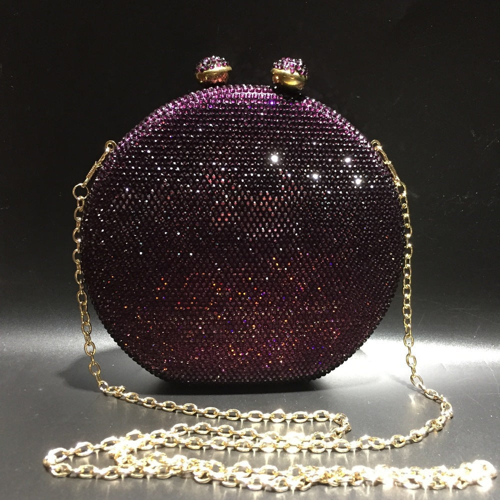 Round Full Rhinestone Clutch Sparkling Banquet Purse