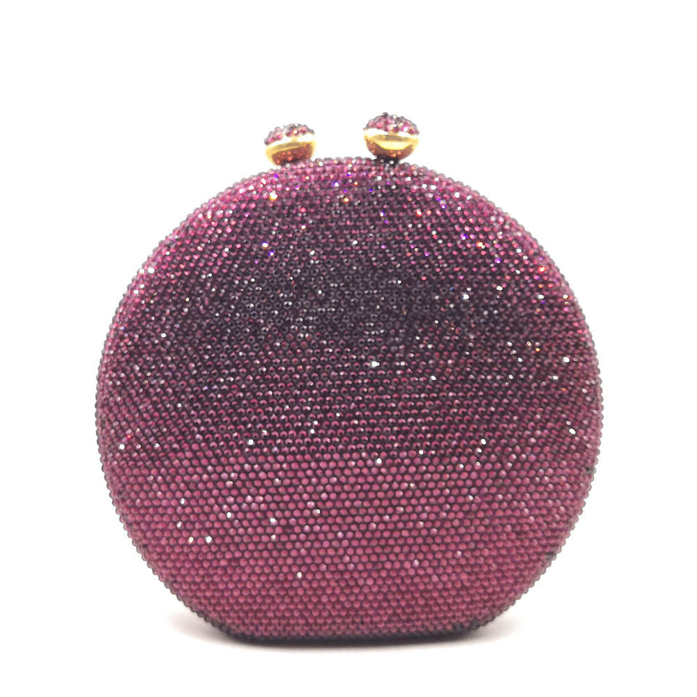 Round Full Rhinestone Clutch Sparkling Banquet Purse