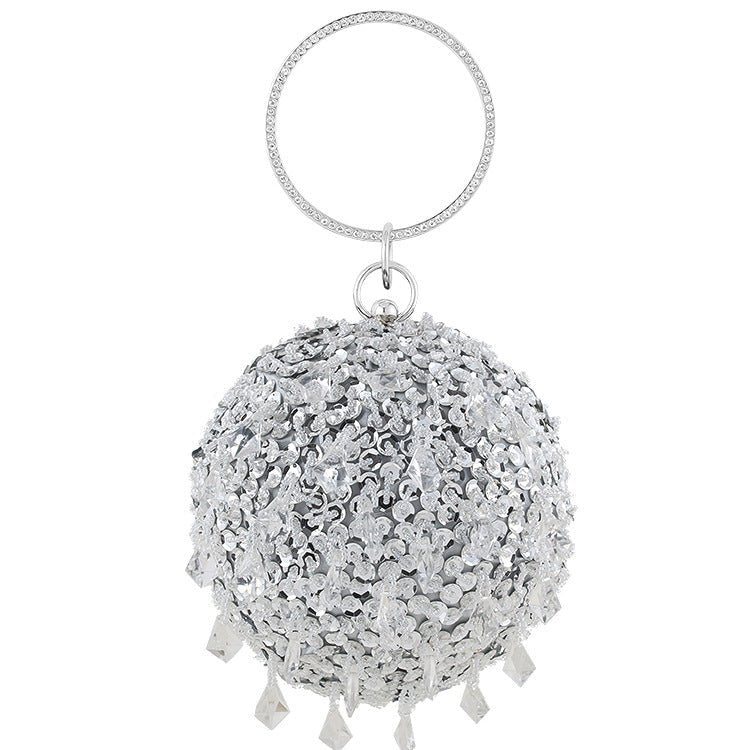 Round Sequins Vintage Clutch With Handle