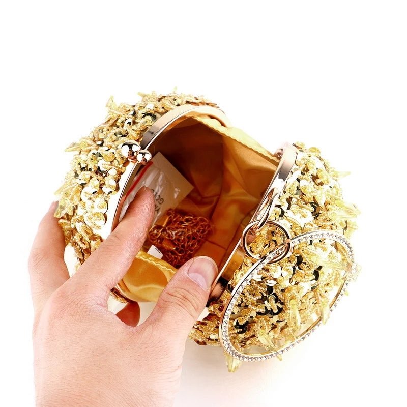 Round Sequins Vintage Clutch With Handle