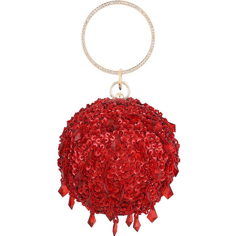 Round Sequins Vintage Clutch With Handle