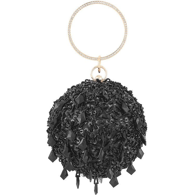 Round Sequins Vintage Clutch With Handle