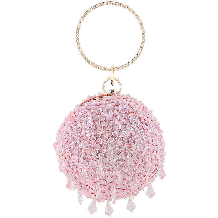 Round Sequins Vintage Clutch With Handle