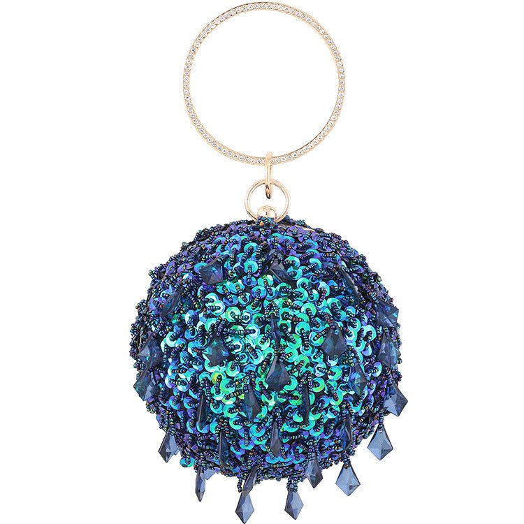 Round Sequins Vintage Clutch With Handle